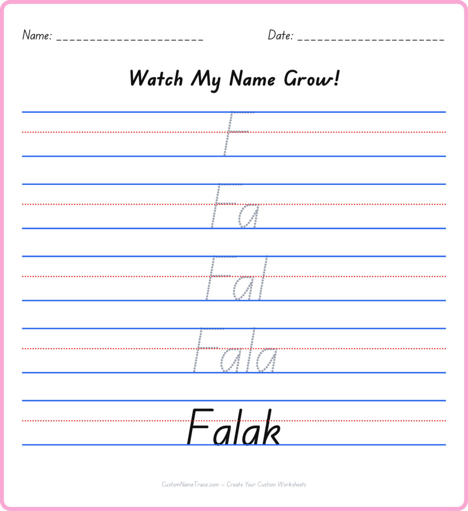 Free Falak custom name tracing - pyramid free worksheet