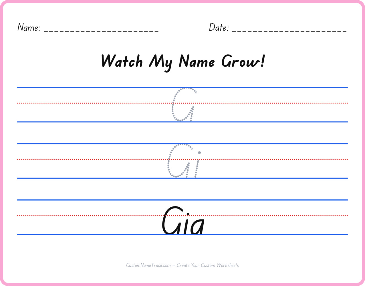 Free Gia custom name tracing - pyramid free worksheet