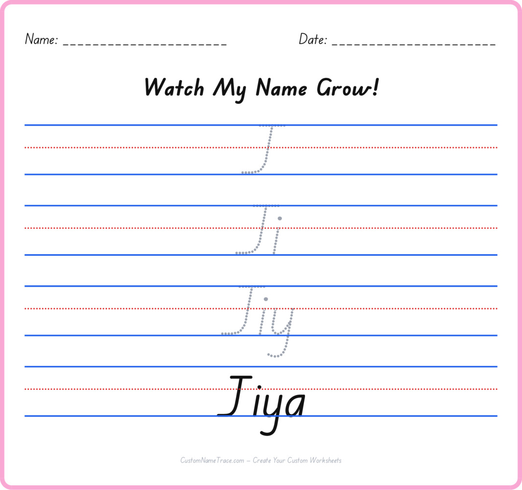 Free Jiya custom name tracing - pyramid free worksheet