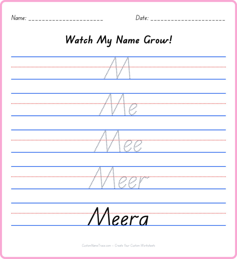 Free Meera custom name tracing - pyramid free worksheet