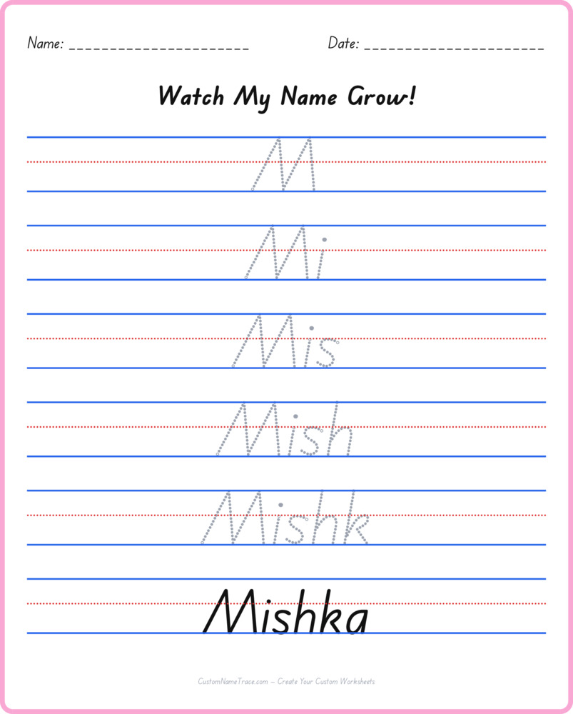 Free Mishka custom name tracing - pyramid free worksheet