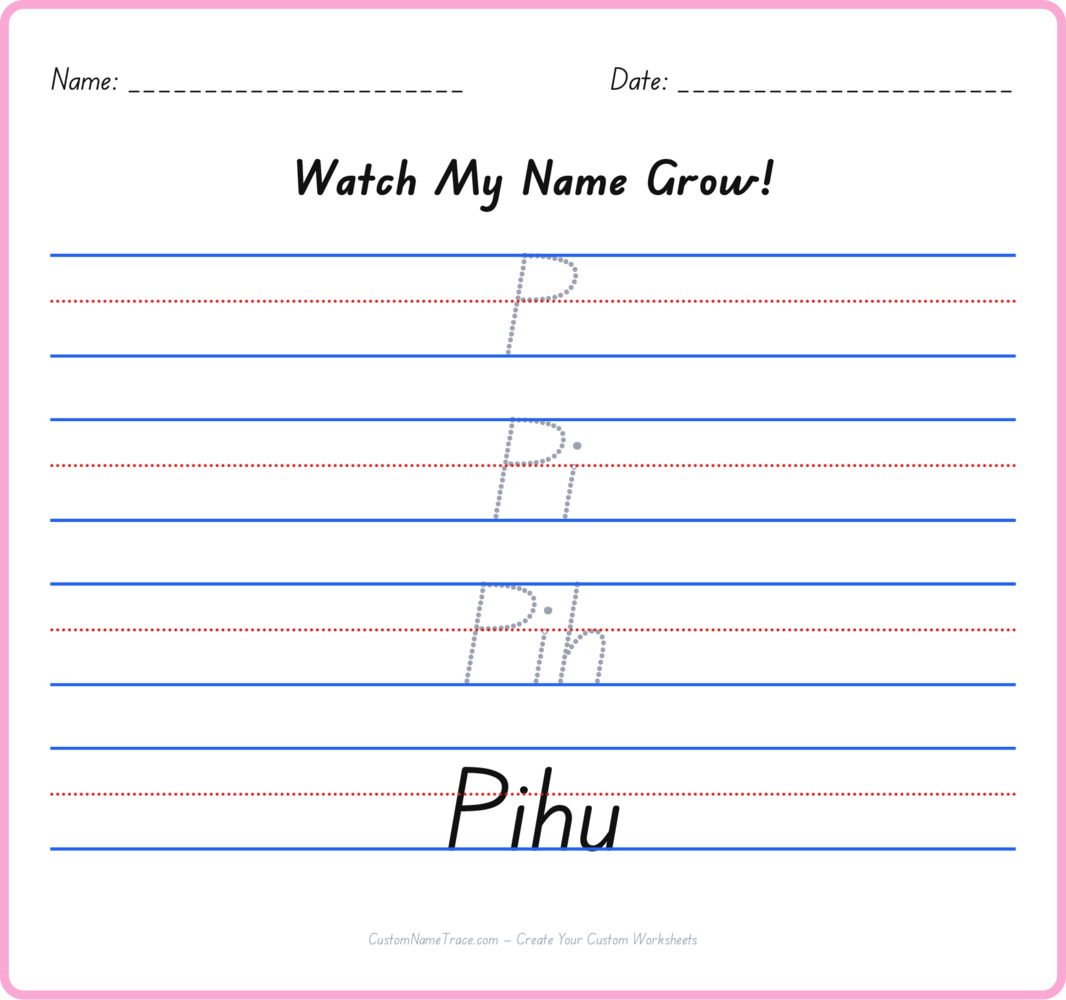 Free Pihu custom name tracing - pyramid free worksheet