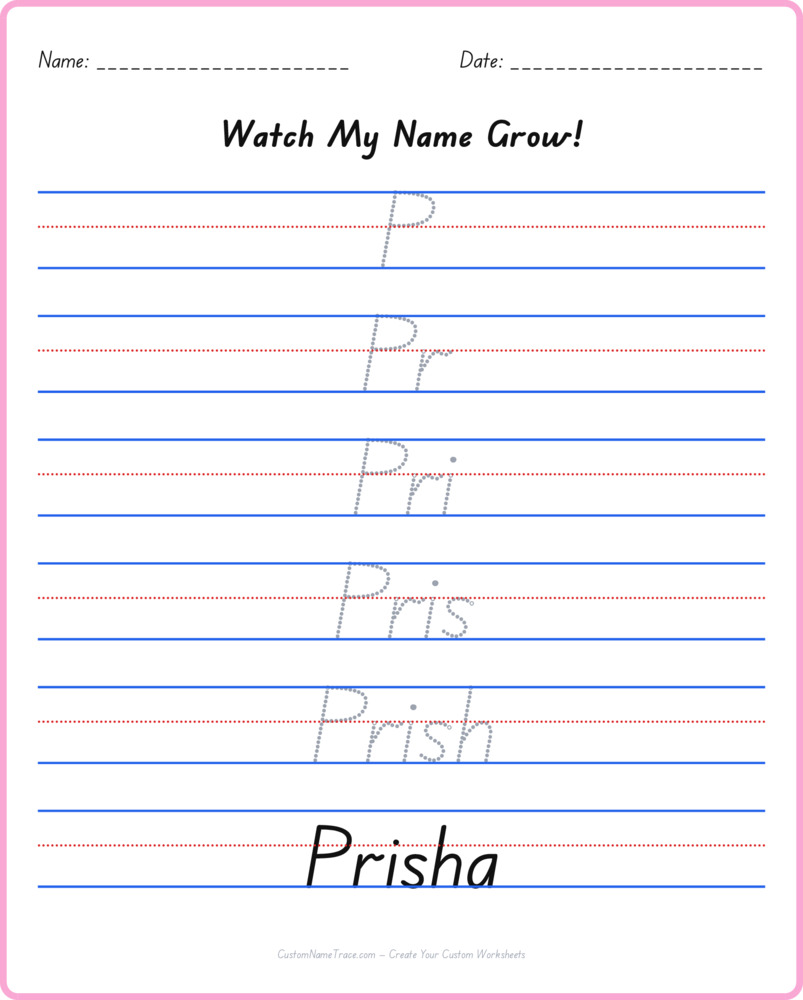 Free Prisha custom name tracing - pyramid free worksheet