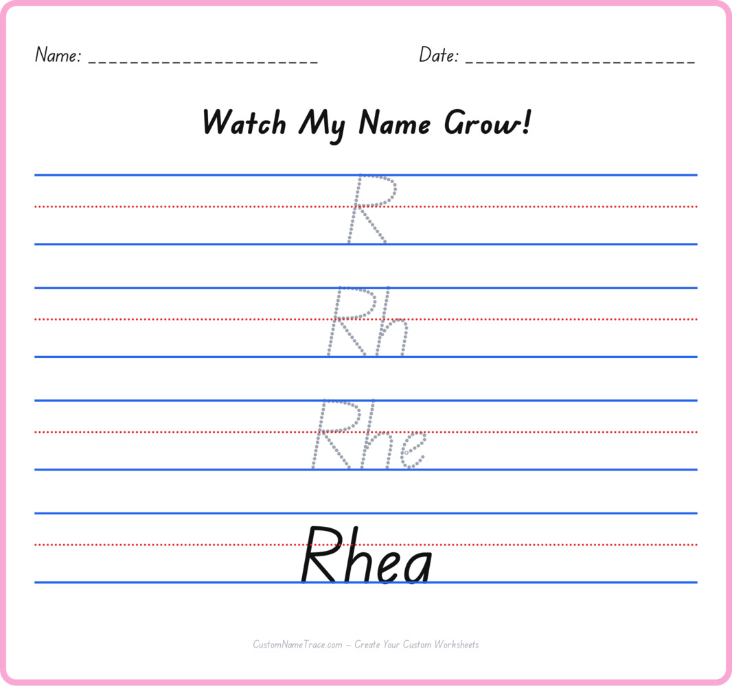 Free Rhea custom name tracing - pyramid free worksheet