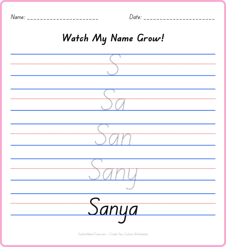 Free Sanya custom name tracing - pyramid free worksheet
