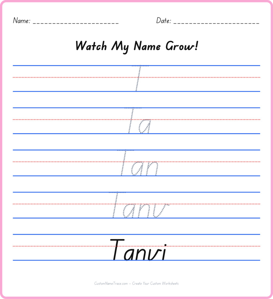 Free Tanvi custom name tracing - pyramid free worksheet