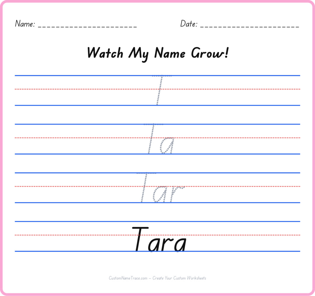 Free Tara custom name tracing - pyramid free worksheet