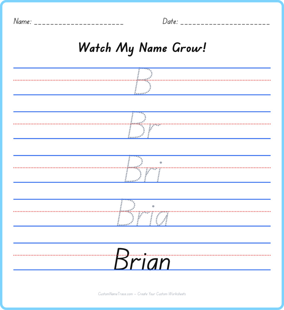 Free Brian custom name tracing - pyramid free worksheet