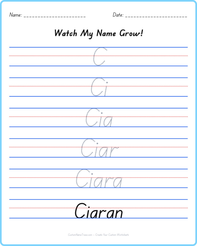 Free Ciaran custom name tracing - pyramid free worksheet