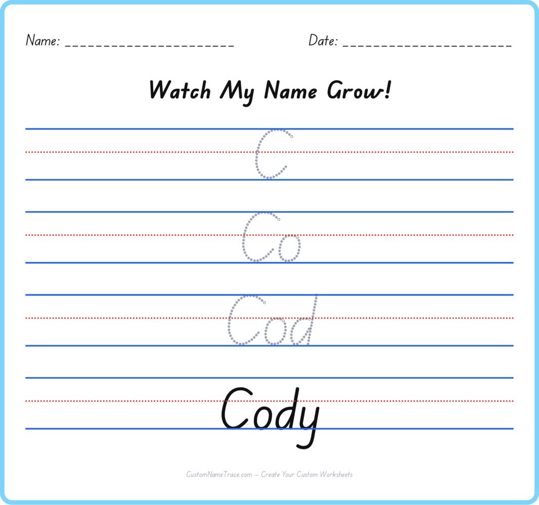 Free Cody custom name tracing - pyramid free worksheet
