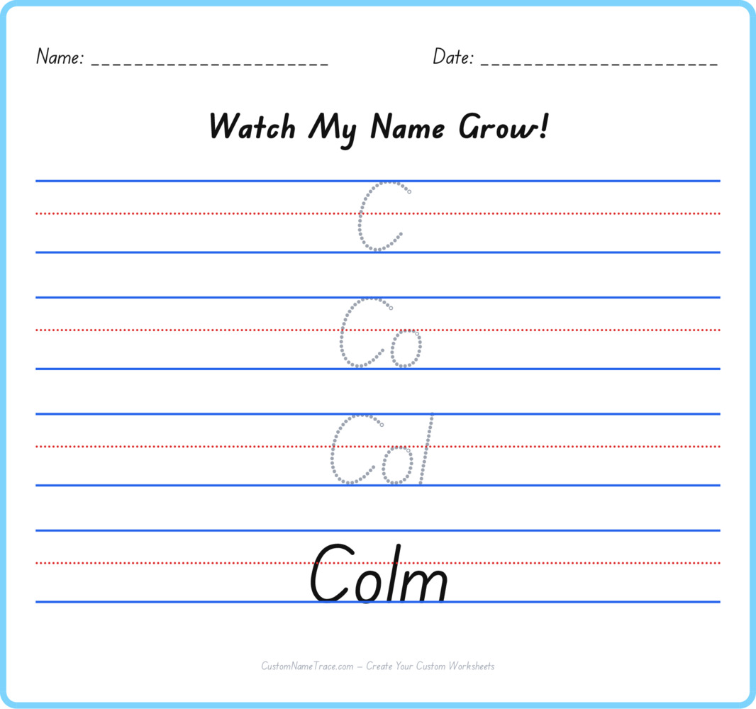 Free Colm custom name tracing - pyramid free worksheet