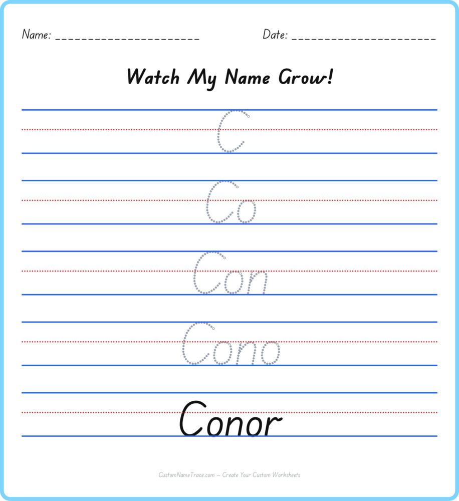 Free Conor custom name tracing - pyramid free worksheet