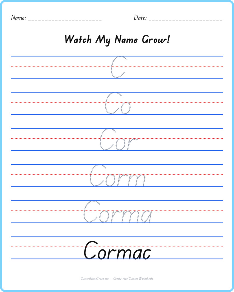 Free Cormac custom name tracing - pyramid free worksheet