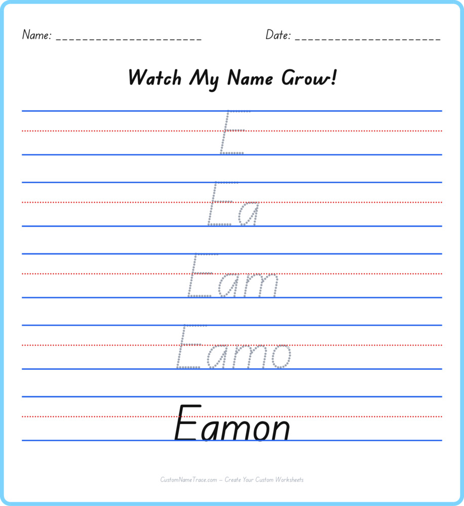 Free Eamon custom name tracing - pyramid free worksheet