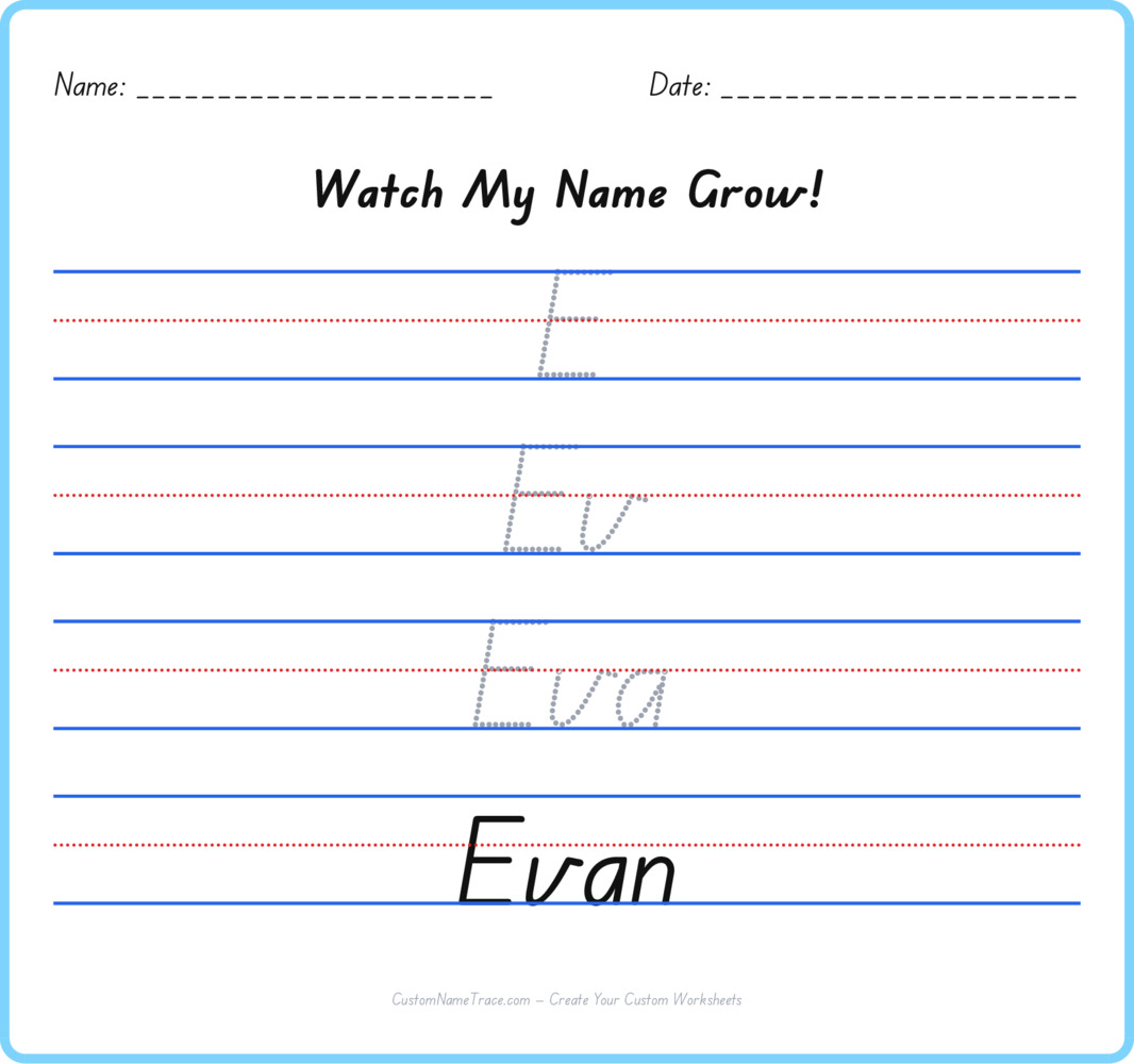 Free Evan custom name tracing - pyramid free worksheet