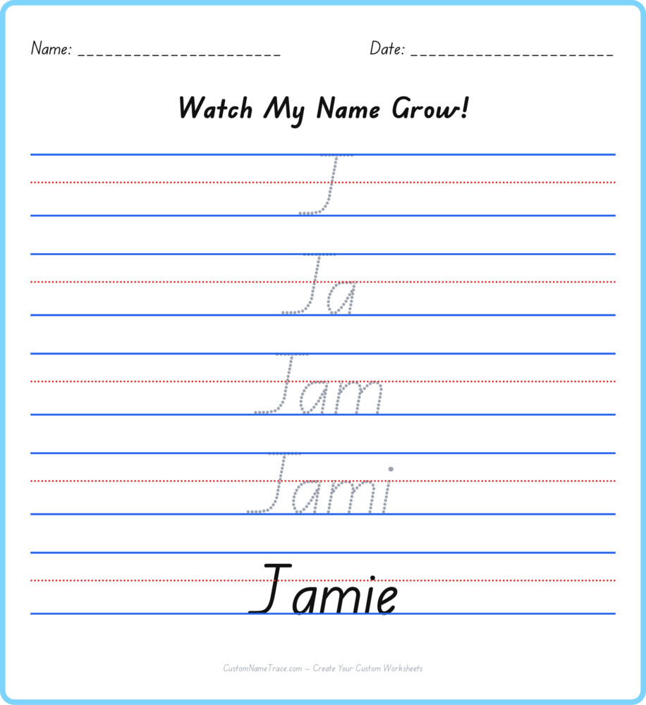 Free Jamie custom name tracing - pyramid free worksheet
