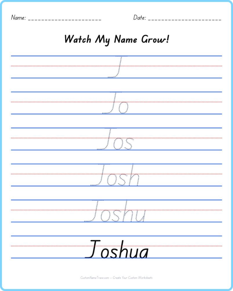 Free Joshua custom name tracing - pyramid free worksheet