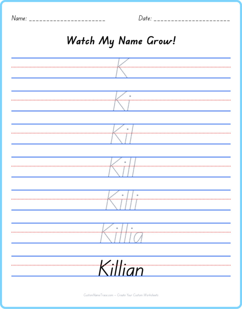 Free Killian custom name tracing - pyramid free worksheet