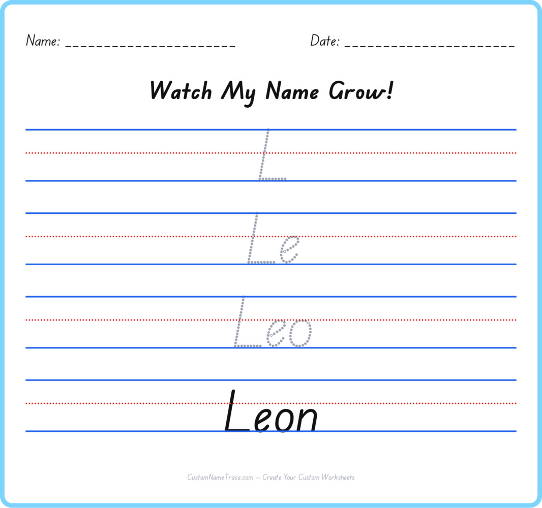 Free Leon custom name tracing - pyramid free worksheet