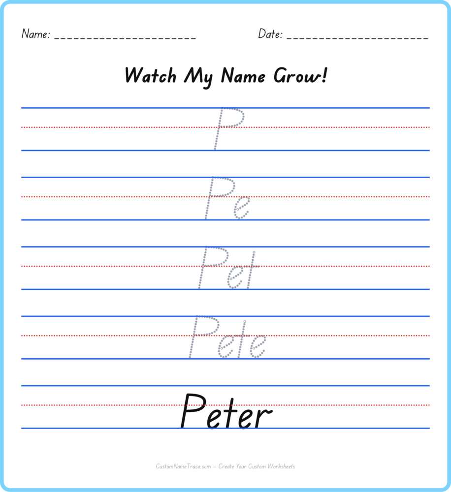 Free Peter custom name tracing - pyramid free worksheet
