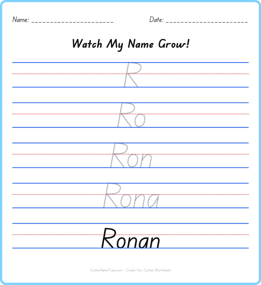 Free Ronan custom name tracing - pyramid free worksheet