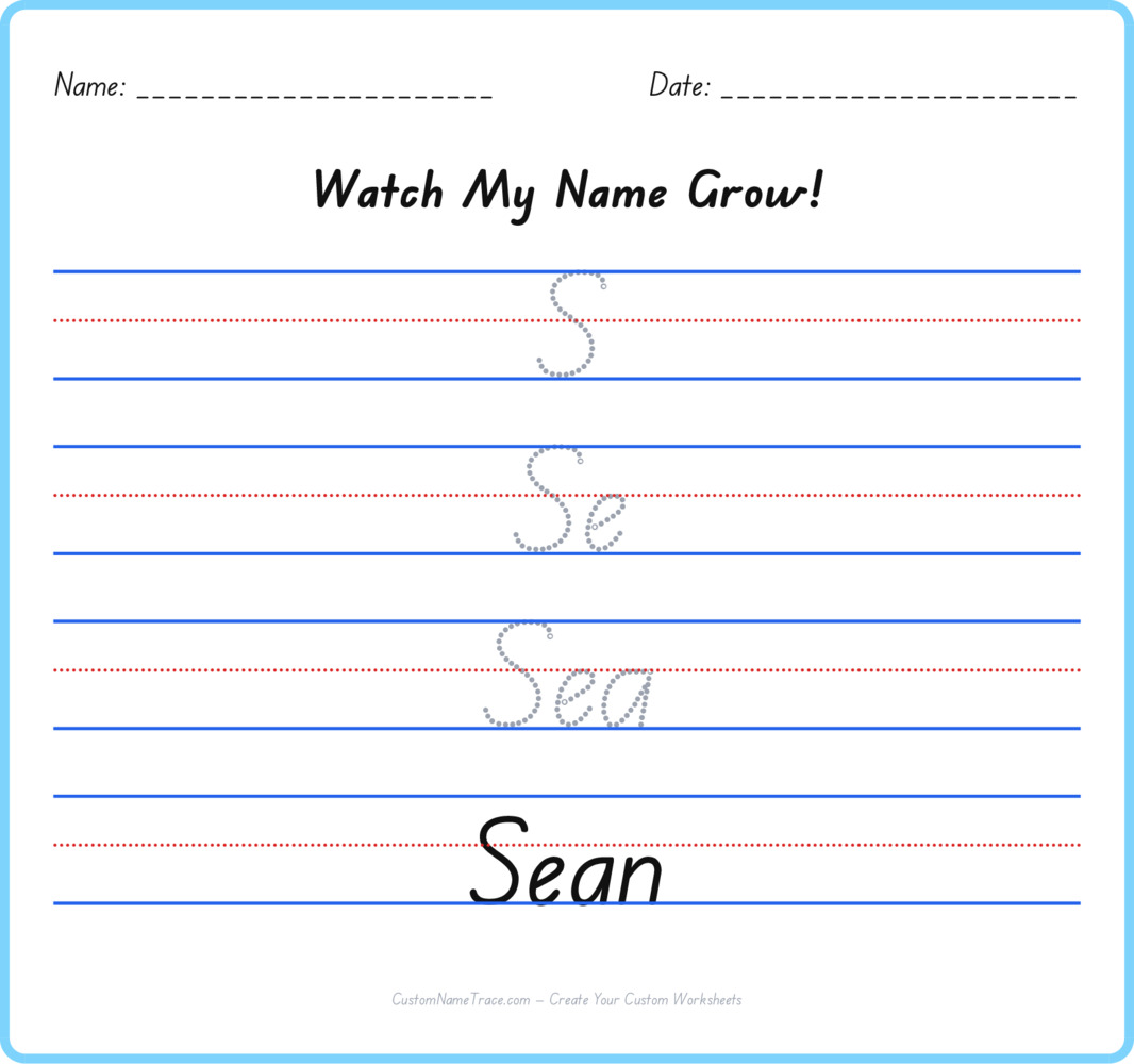 Free Sean custom name tracing - pyramid free worksheet