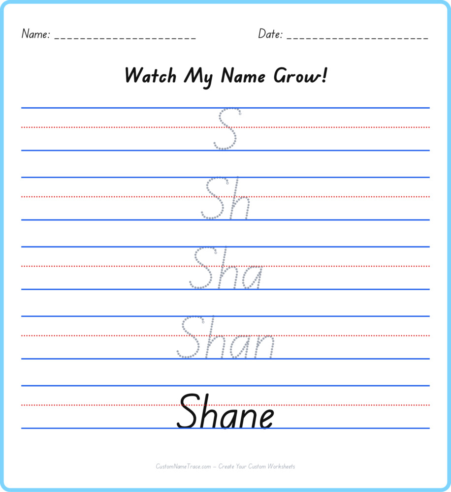 Free Shane custom name tracing - pyramid free worksheet