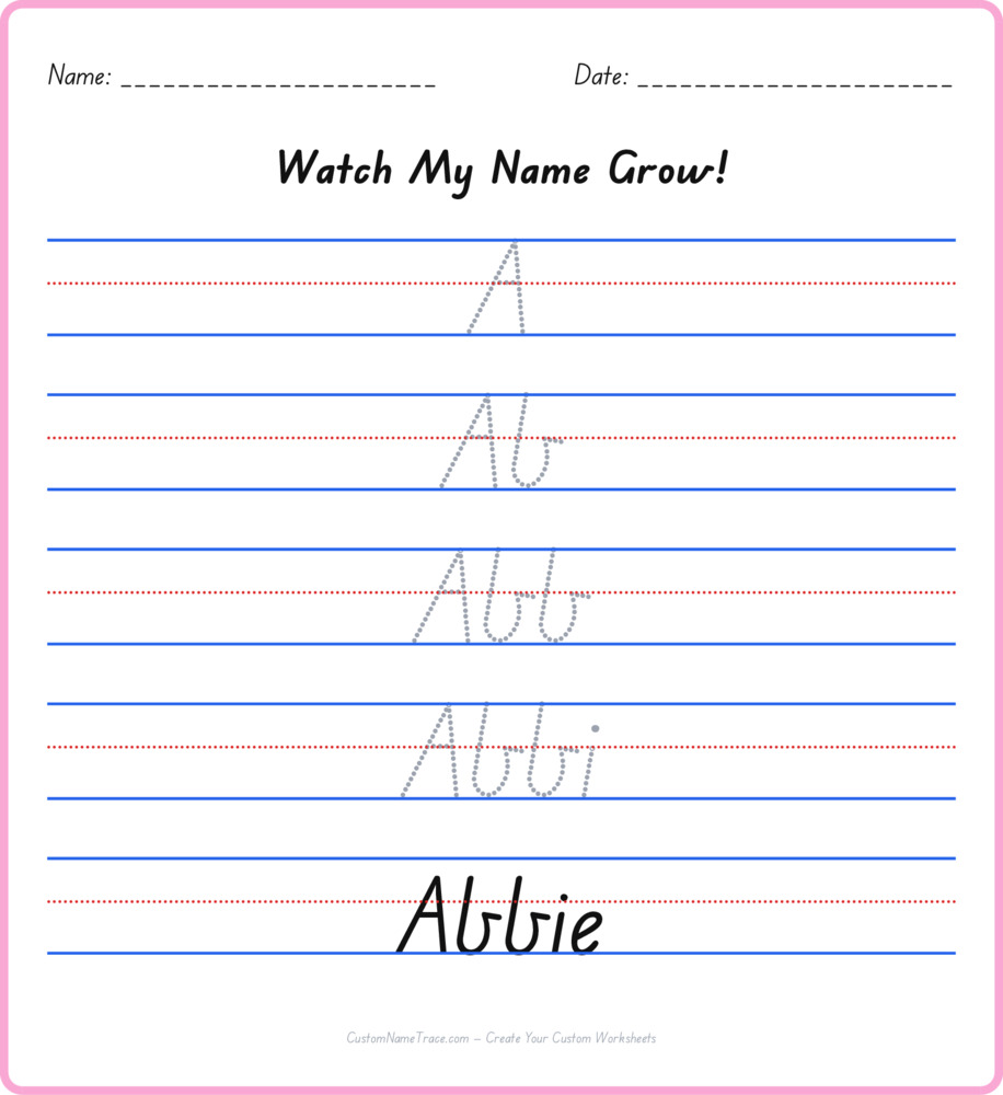 Free Abbie custom name tracing - pyramid free worksheet