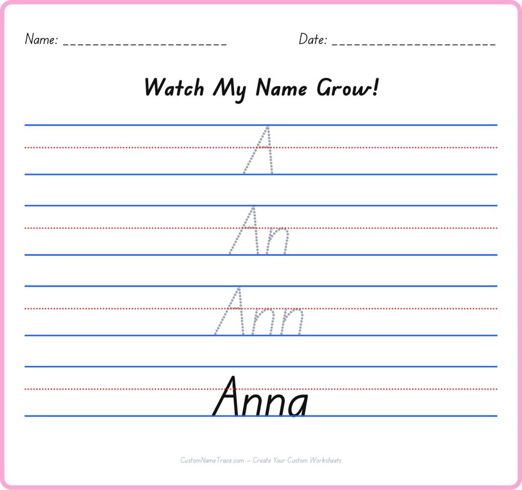 Free Anna custom name tracing - pyramid free worksheet