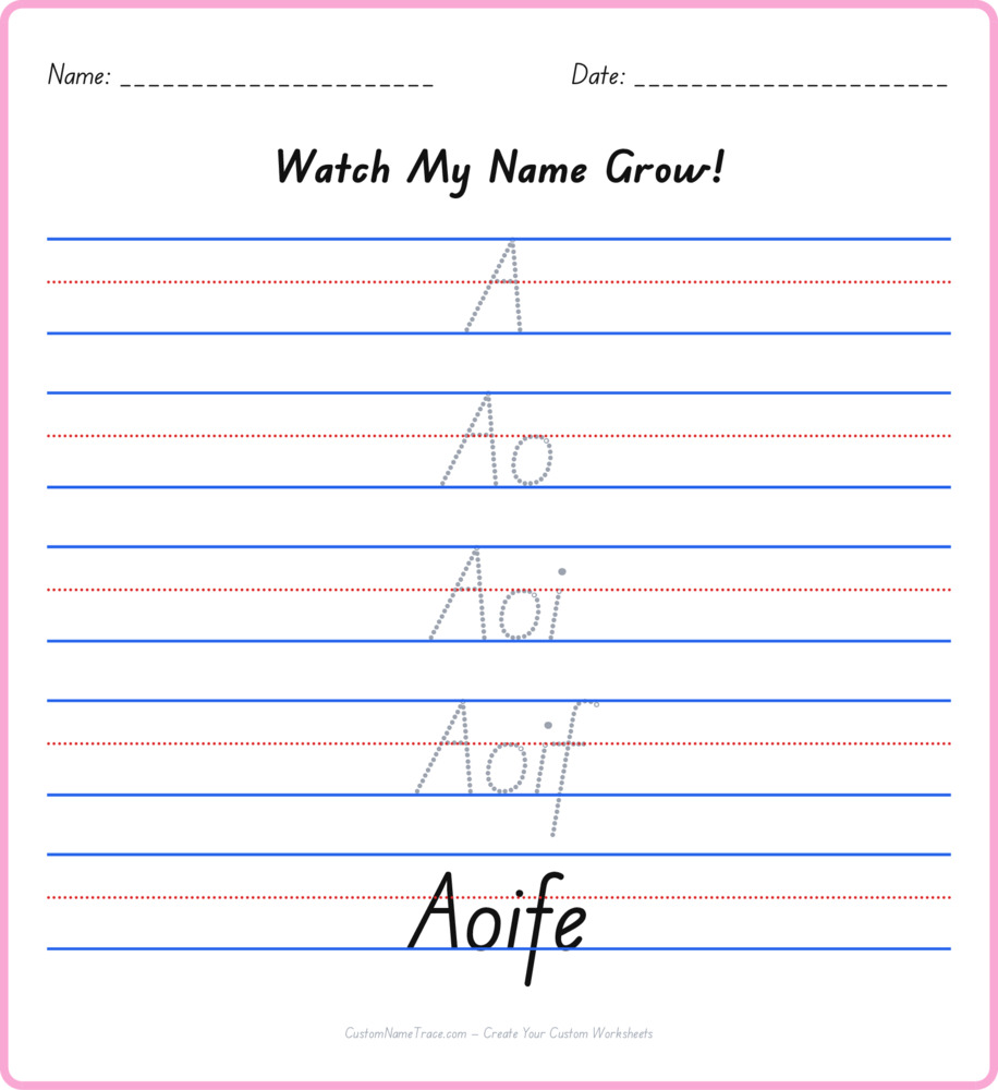 Free Aoife custom name tracing - pyramid free worksheet