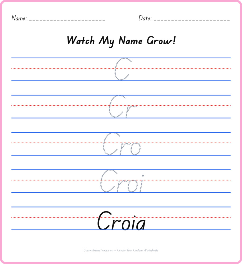 Free Croia custom name tracing - pyramid free worksheet