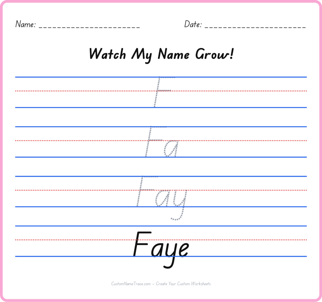 Free Faye custom name tracing - pyramid free worksheet