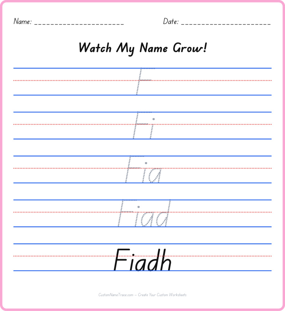 Free Fiadh custom name tracing - pyramid free worksheet
