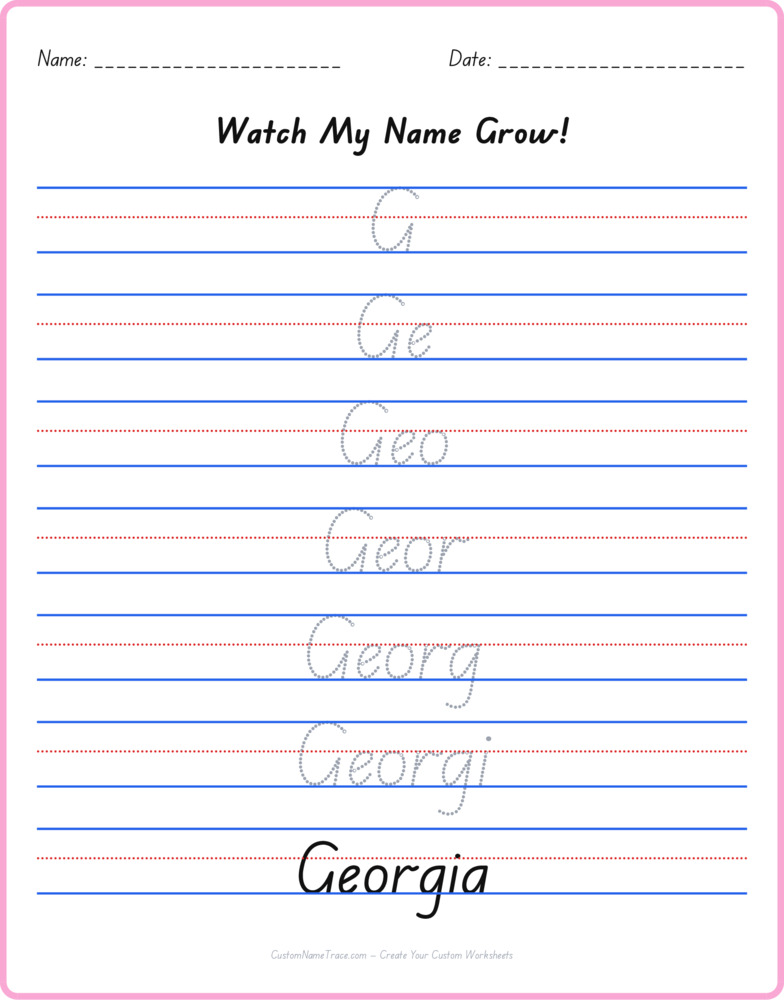 Free Georgia custom name tracing - pyramid free worksheet