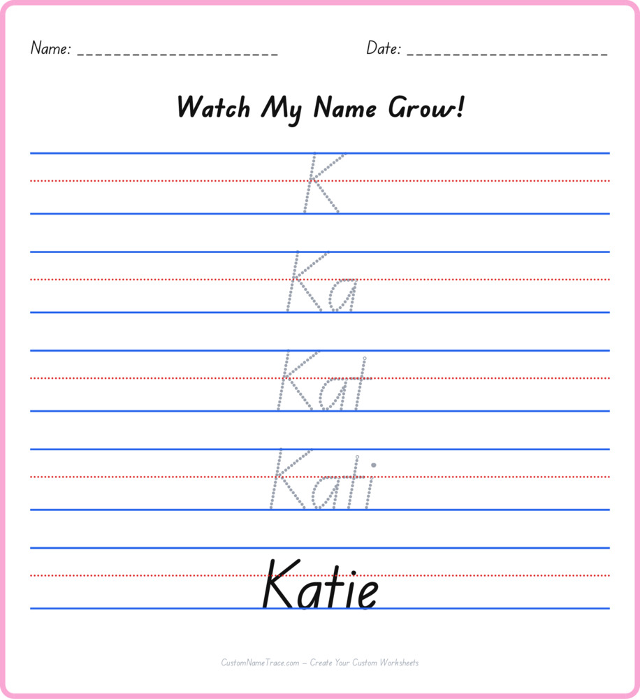 Free Katie custom name tracing - pyramid free worksheet