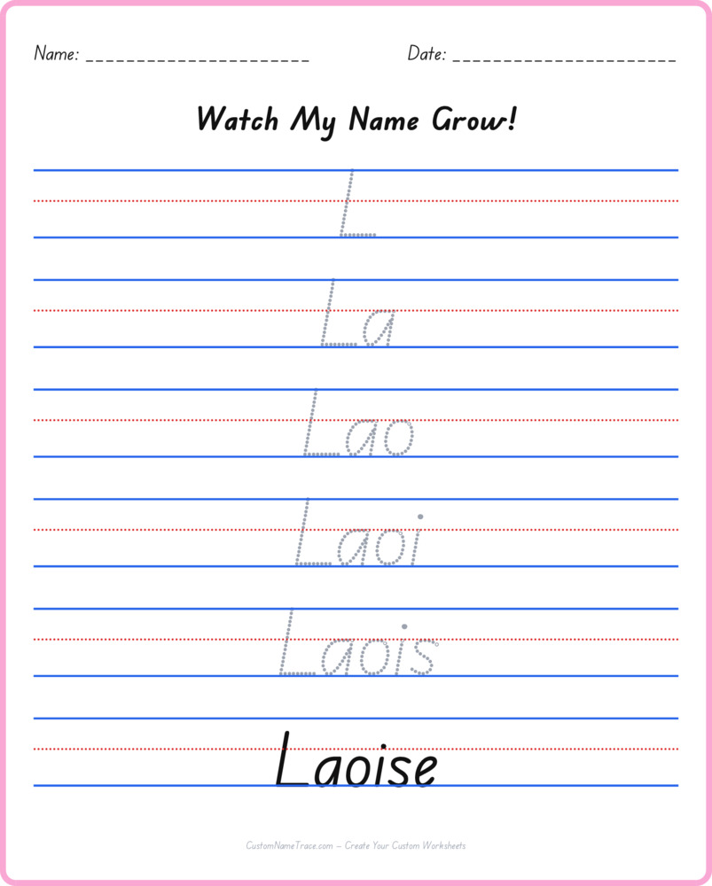Free Laoise custom name tracing - pyramid free worksheet