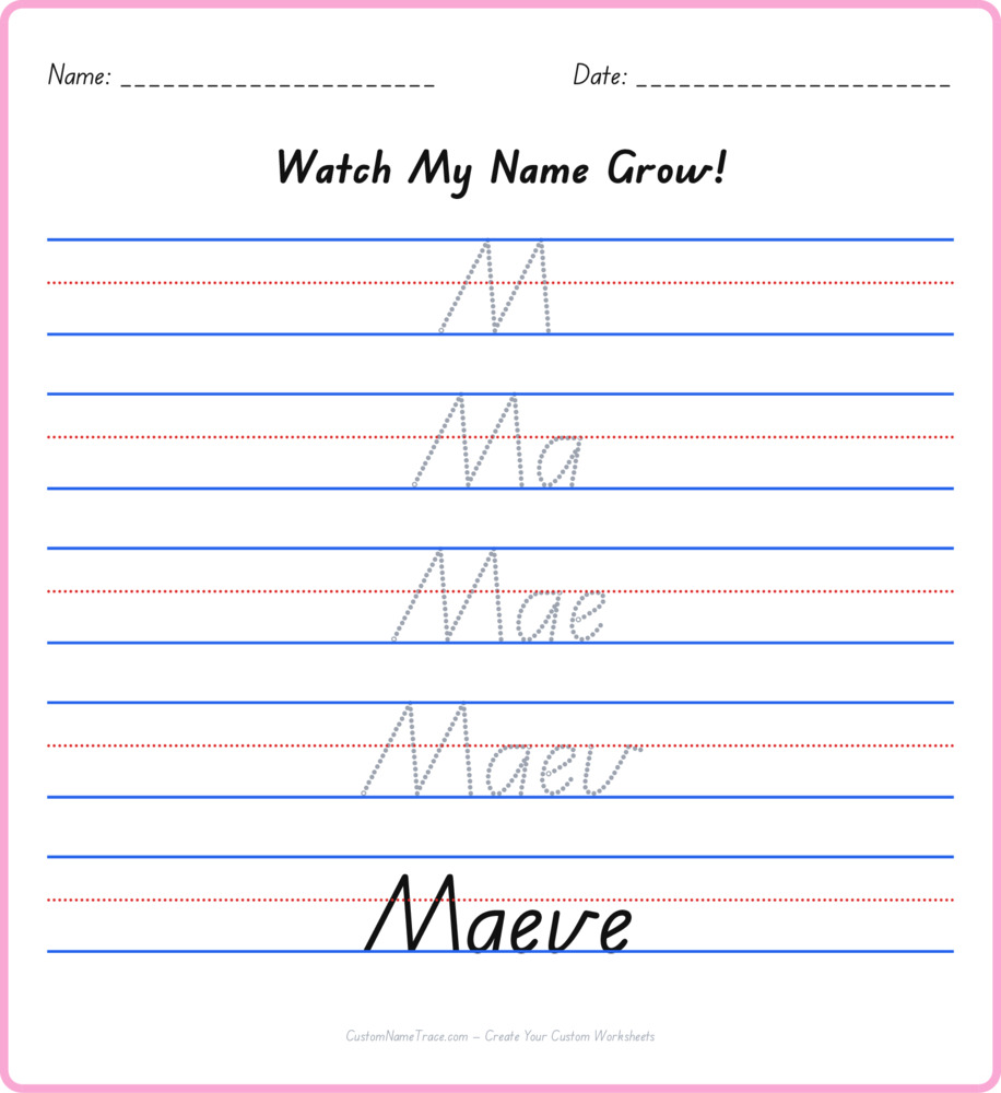 Free Maeve custom name tracing - pyramid free worksheet