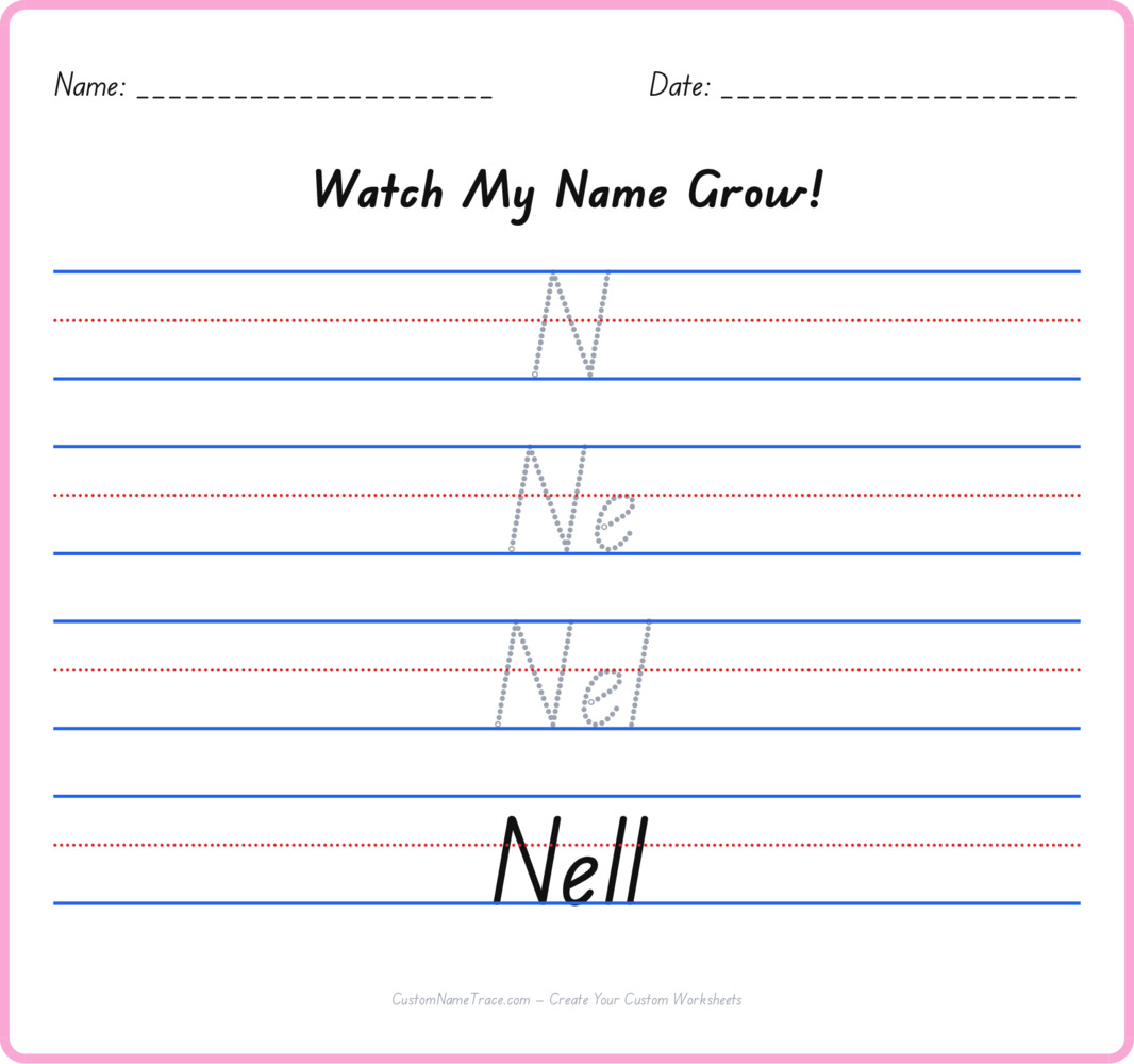 Free Nell custom name tracing - pyramid free worksheet