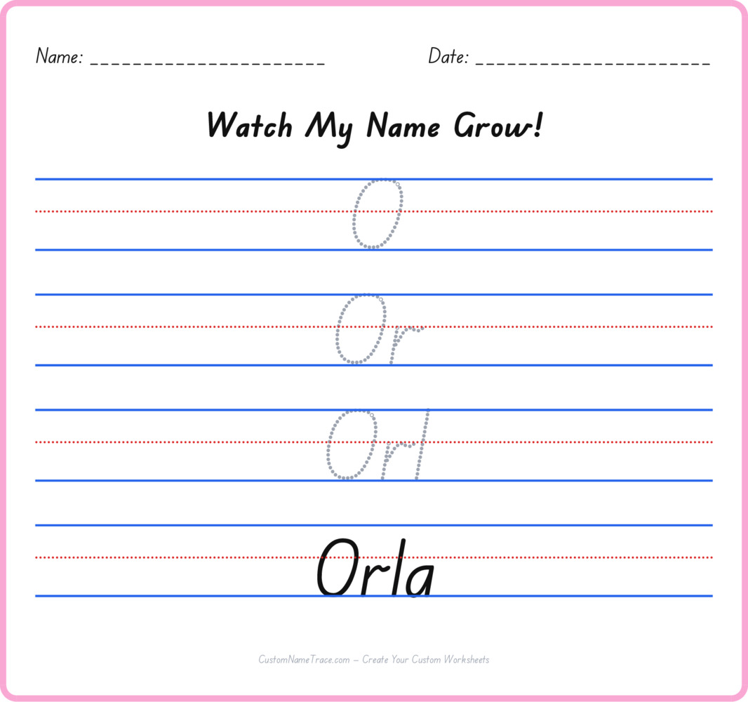 Free Orla custom name tracing - pyramid free worksheet