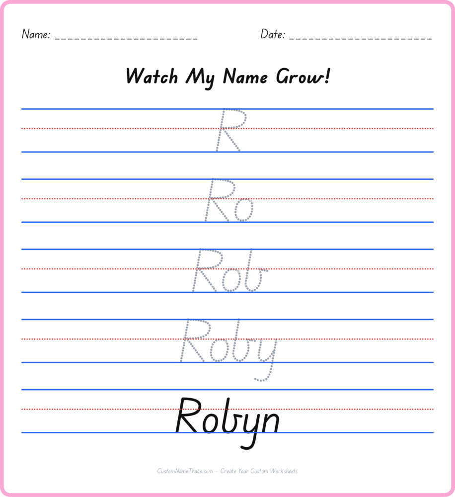 Free Robyn custom name tracing - pyramid free worksheet