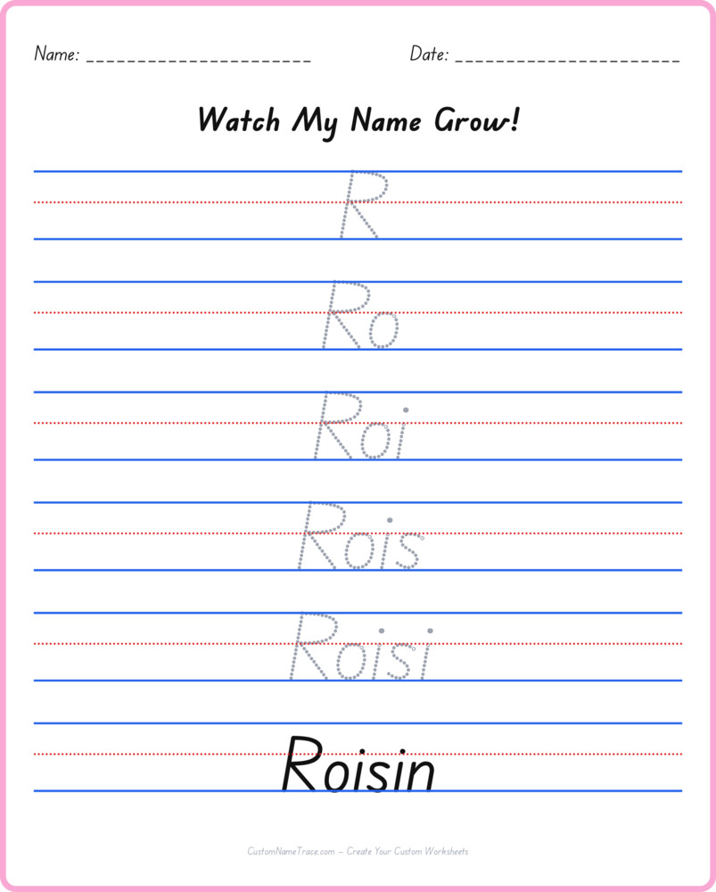 Free Roisin custom name tracing - pyramid free worksheet