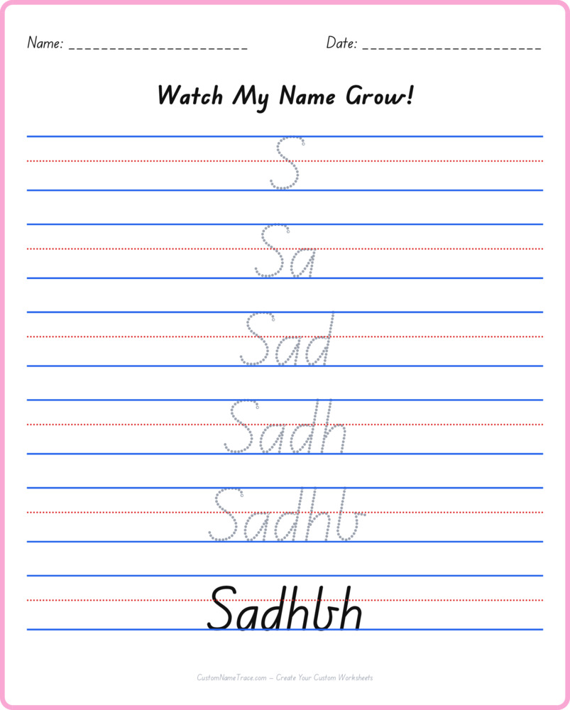 Free Sadhbh custom name tracing - pyramid free worksheet