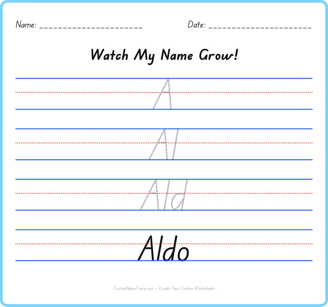 Free Aldo custom name tracing - pyramid free worksheet