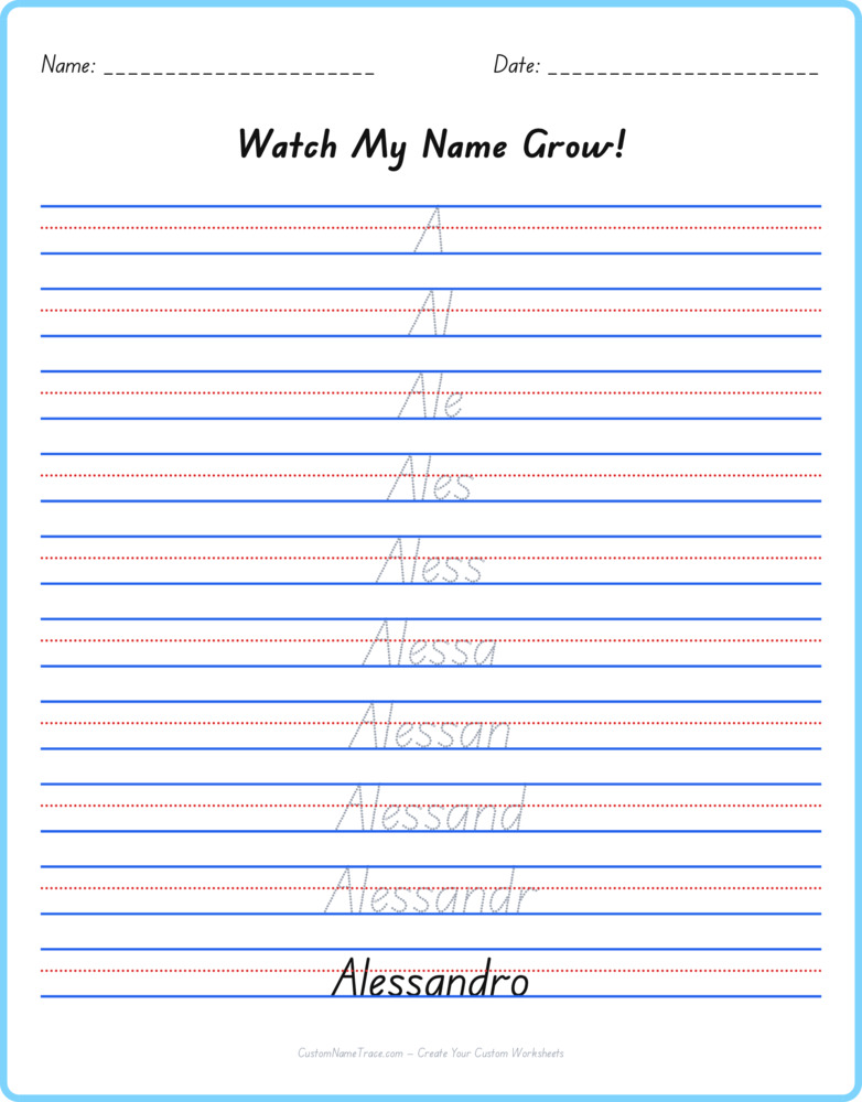 Free Alessandro custom name tracing - pyramid free worksheet