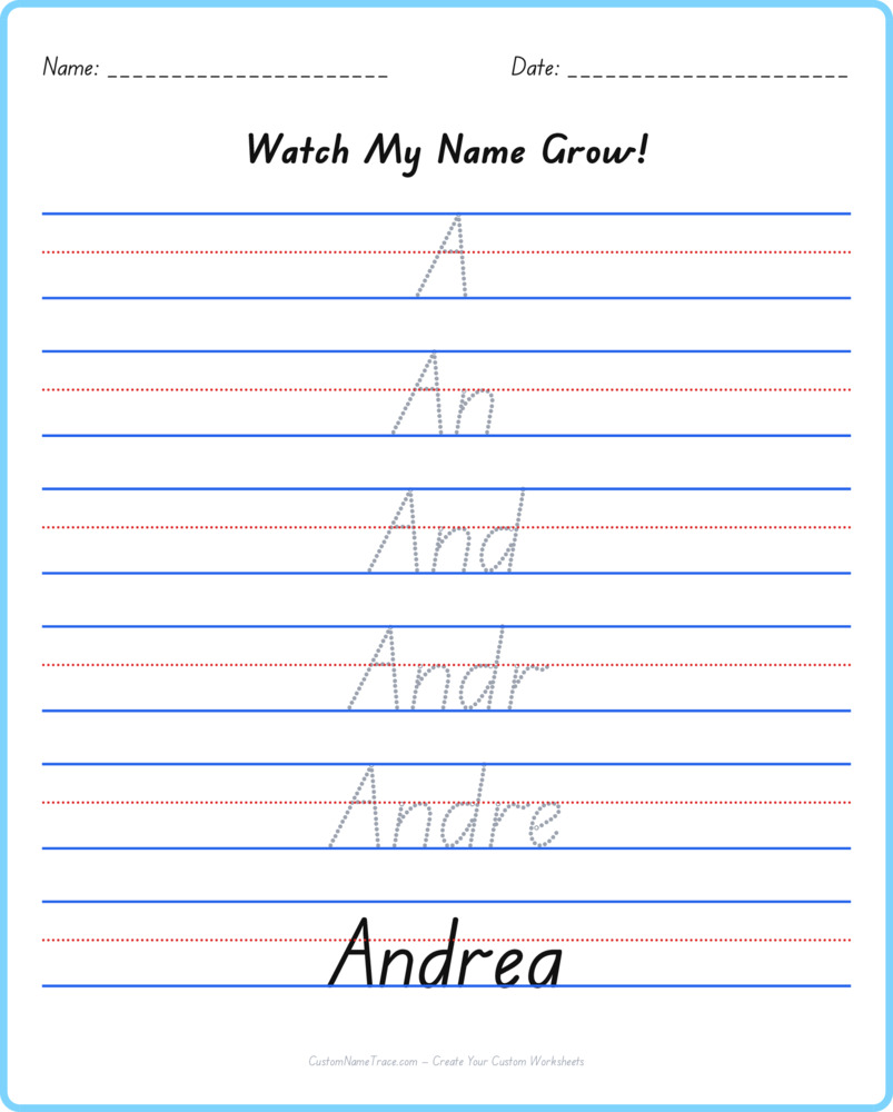 Free Andrea custom name tracing - pyramid free worksheet