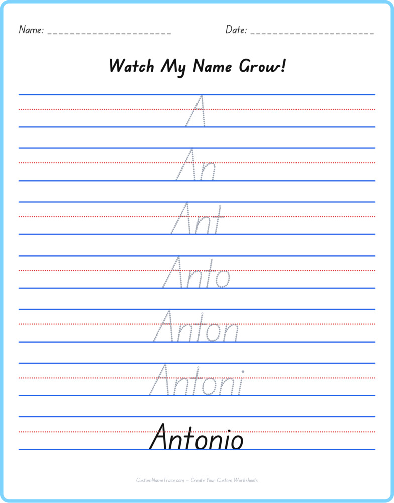Free Antonio custom name tracing - pyramid free worksheet