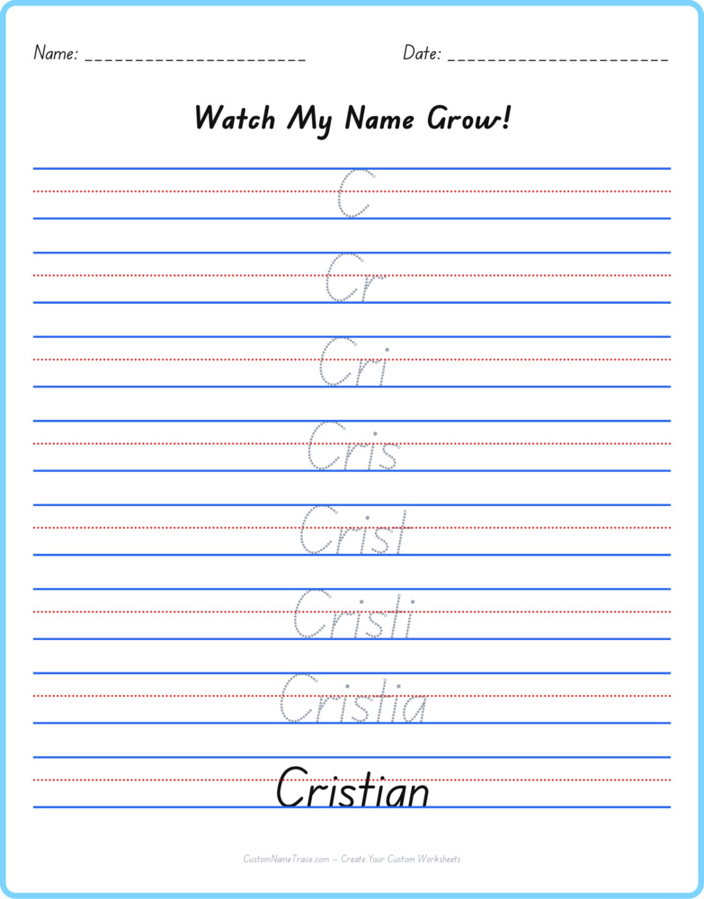 Free Cristian custom name tracing - pyramid free worksheet