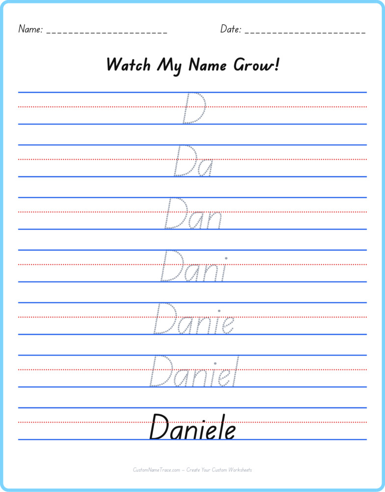 Free Daniele custom name tracing - pyramid free worksheet