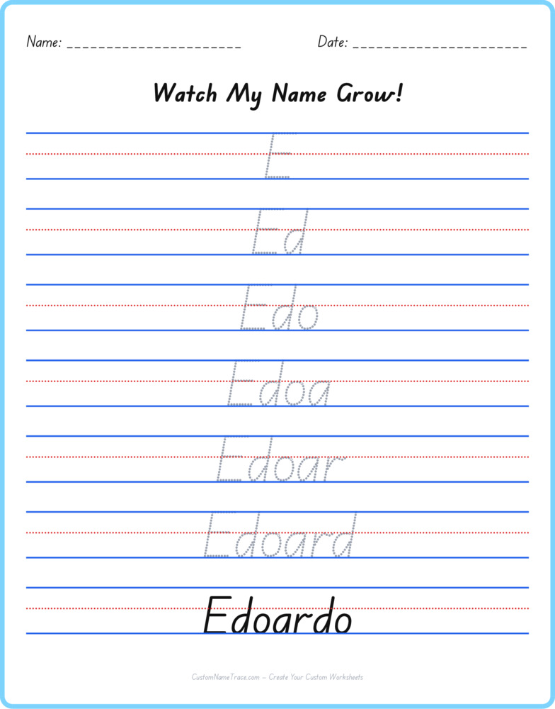 Free Edoardo custom name tracing - pyramid free worksheet
