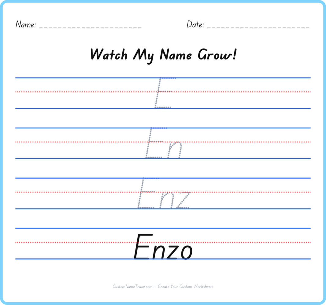 Free Enzo custom name tracing - pyramid free worksheet